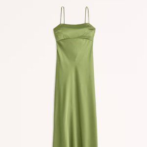 Abercrombie and fitch Satin Cowl Back Slip Midi Dress